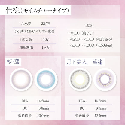 【マンスリー】【モイスト】Bishonenga   hanairo カラーコンタクトレンズ  桜 sakura